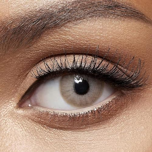 ANESTHESIA Lentilles de contact colorées ADDICT ORO - lentilles mensuelles pour 6 mois en beige et brun miel, sans correction de la vue, résultat naturel pour tous les yeux - 1 paire