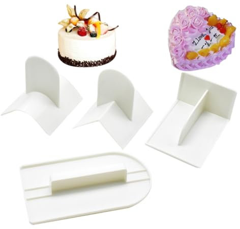 Cake Scraper Smoother Plastic White 4pcs for Fondant Cakes