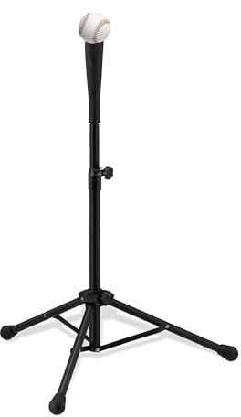 Relaxdays Batting Tee, Schlaghilfe, Baseball & Softball, höhenverstellbares Baseballstativ, H: 72 bis 121 cm, schwarz