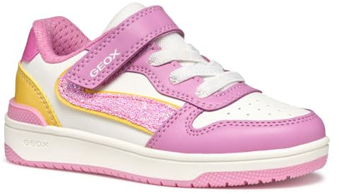 Geox J WASHIBA Girl A - Scarpe da Ginnastica Bambina, Dk Pink/Yellow,