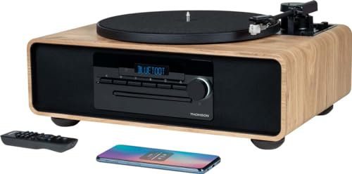 Thomson MIC300TT - Microcadena con Tocadiscos, estéreo, Bluetooth, Radio FM PLL, CD, MP3, USB, Ecualizador, Toma Auricular, AUX-IN, 60W, Mando a Distancia