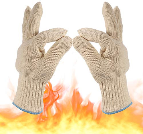 Halinuia Guanto Anti Bruciatura Cucina Guanto Forno Anti Calore Guanto Barbecue Interno ed Esterno Cotone A Maglia Spessa per Forno Friggitrice Ad Aria Alta Temperatura Grill Piatti Caldi Giardinaggio