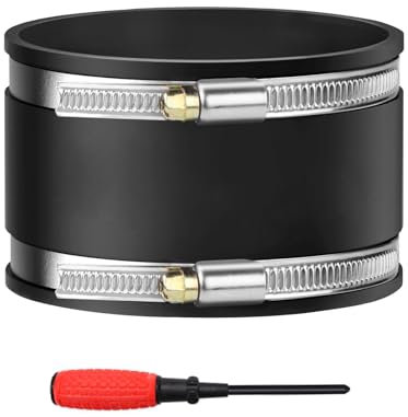 URHRHU Manguito de Goma de 100 mm, Manguito Reductor de Goma Flexible con 2 Abrazaderas de Manguera y 1 Destornillador para Filtro de Carbón, Ventilador de Tubería