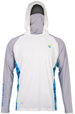 Preston Innovations Performance Hooded Sun Shirt UPF-40 XL White/Grey