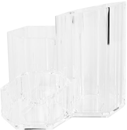 OATIPHO 1 Ensemble Seau de Rangement Cosmétique Acrylique avec Couvercle Poussière Organisateur de Bureau pour Pinceaux de Maquillage et Bijoux de Conteneur Transparent