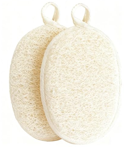 Lumi Zenva Depurador Corporal Exfoliante de Lufa Natural, Set de 2 Esponjas de Ducha Ecológicas y Biodegradables, Ideal para Mujeres y Hombres, Color Beige