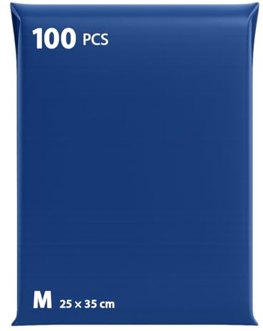Buste in plastica per spedizioni con sacchetto incorporato, confezione da 100 sacchetti in vinile, 25 x 35 cm, confezione resistente in polietilene, chiusura autoadesiva, blu (blu100 m)
