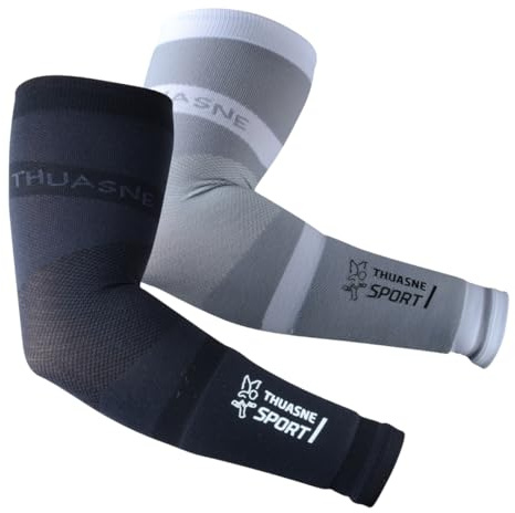 Thuasne - Manchettes de Bras Performance - Manchons Sport de Compression Dégressive - Bandeau Éponge Intégré - Confort Anatomique - Idéal Sports Collectifs et de Raquette - Taille S, Normal