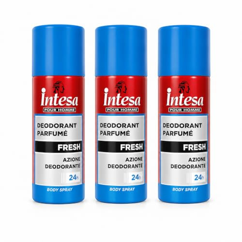 Fresh Deodorante Spray Uomo 24h, Body Spray Profumato ad Azione Deodorante, Fragranza Fresca e Maschile, Deodorante Uomo per Uso Quotidiano - 3 Unita da 50ml
