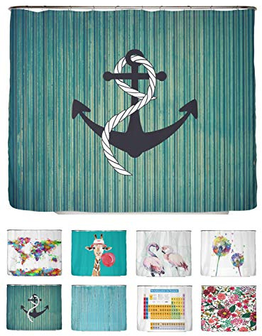 arteneur® - Anker - Anti-Schimmel Duschvorhang - Recycelt 240x200 mit Öko-Tex Standard 100 - Beschwerter Saum, Blickdicht, Wasserdicht, Waschbar, 16 Ringe & E-Book mit Reinigungs-Tipps