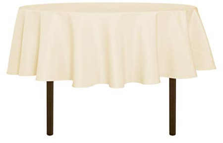 sancua Round Tablecloth - 60 Inch - Water Resistant Spill Proof Washable Polyester Table Cloth Decorative Fabric Table Cover for Dining Tables, Buffet Parties and Camping, Beige