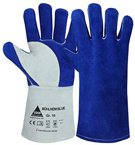 Hase Sicherheitshandschuhe Mühlheim Blue für Schweisser Größe 8, Rindleder 6 Stk