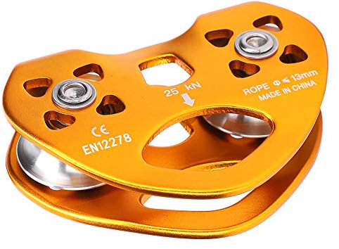 Doppel Seilrolle Tandem Pulley Umlenkrolle Outdoor High Altitude Traverse Carriage Climbing Golden für Klettern Caving Aloft Work