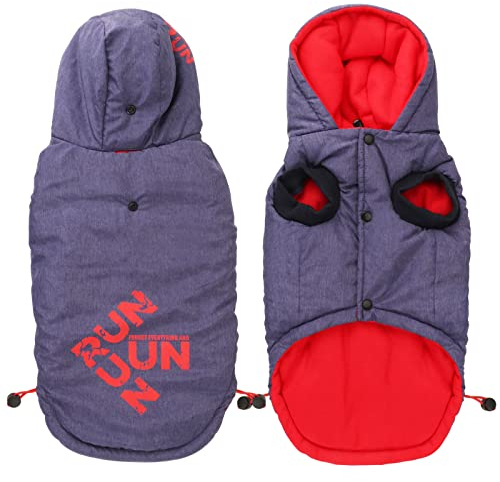 Idepet Winddichter Hundemantel, Haustier Hund Winter warme Jacke Weste Outdoor Baumwolle Hund Hoodie Outfit Bekleidung für kleine mittelgroße Hunde Katzen