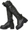 Botas de plataforma de combate con hebilla para mujer - Tacón bloque con cordones Motocicleta Botas hasta la rodilla con bolsillo oculto - Botas militares (Negro, 36 EU)