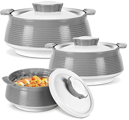 Milton Casserole Set of 3 (1.8, 1.3 & 0.8 Litre) PU Insulated Hot Pot for Food
