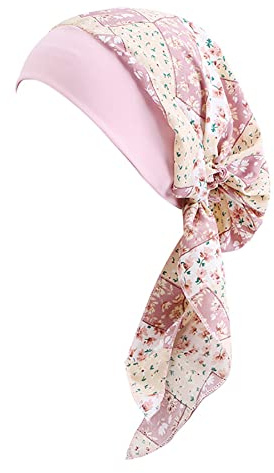 Vobozeany Pañuelo Cabeza Mujer Elegante Verano Turbantes Quimioterapia Musulmanas Respirable Sombrero de Quimio Cómodo Bandana para Cancer Oncológico Pèrdida de Pelo Cabello