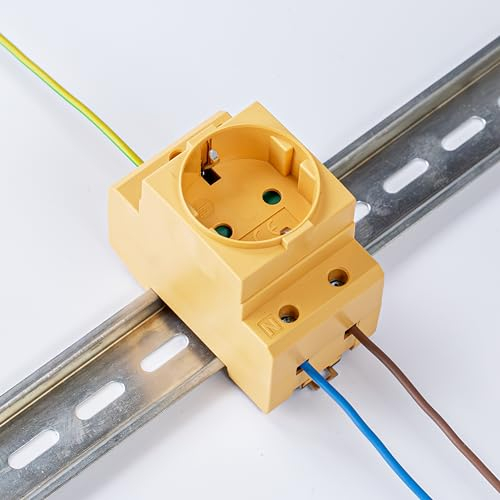 Prise Schuko [GS16] pour rail DIN 16 A 230 V 2P+E – Prise encastrable pour montage de distribution, armoire de lecture, armoire de compteur, prise de contact de protection pour montage sur rail DIN de