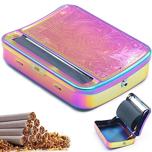 BOZILY 1 rullatore automatico per tabacco, 70 mm, portatile, in metallo, per rollare sigarette, accessori per sigarette a rullo (modello fisso multicolore)