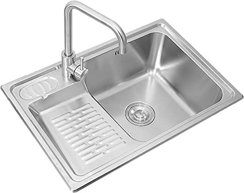 Fregadero De Cocina De 66 × 45 Cm/26 × 17,7 Pulgadas, Con Grifo, Balcón Fregadero De Lavandería En El Hogar Con Kit De Drenaje Con Tabla De Frotar (Color : Grey a, Size : 66x45cm)