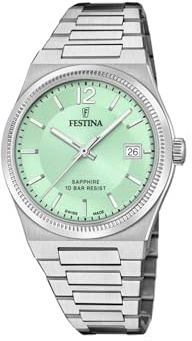 Festina Swiss Made Damen Armbanduhr Edelstahl 316L Silber - Quarzwerk - Saphirglas Hohe Widerstandsfähigkeit - Wasserdicht bis 10 ATM - Kalender F20035/3