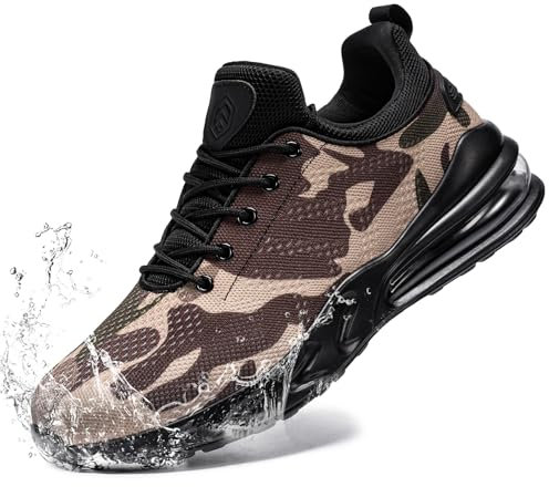 LARNMERN Waterproof Running Shoes - Men's Sports, Non-Slip Trainers - Fashion Outdoor Casual Shoes - Fitness, Camouflage, 10 UK