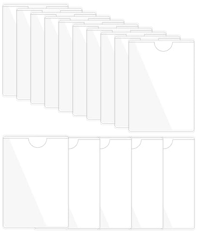 PATIKIL 8,9 x 13,0 cm självhäftande indexkortfickor med övre öppning för att ladda, 15 st plastetiketthållare för att organisera och skydda visitkortsbibliotekskort lagringskorgar foto, klar