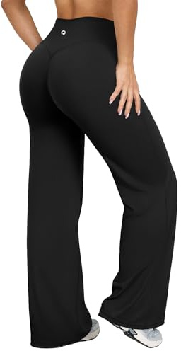 OQQ Yoga Pants Women High Waist Stretch Casual Soft Straight Leg Bottoms Black