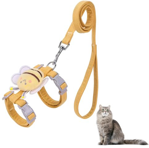 Set di Imbracatura e Guinzaglio per Gatti, Pettorina Regolabile per Conigli con Guinzagli da 3,9 Piedi, Imbracatura per Gatto, Gattini, Cani e Passeggiate All'Aperto