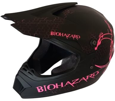 Kinder Crosshelm Bio-Hazard AHP Motorradhelm ABS-Schale Downhill Quad Motocross Pink Fluoreszierend (S)