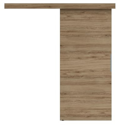 Schiebetür Komplettset 85x205 cm | Schiebetür mit modernem Design und flacher Abdeckung | Schiebetürsystem für platzsparende Raumgestaltung in Wohnzimmer, Küche oder Büro | Zimmertür | Eiche Taiga