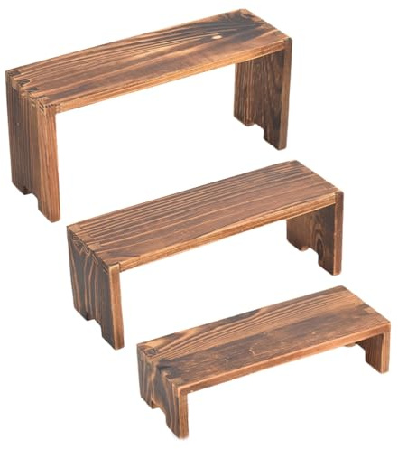 Alzate Per Espositori In Legno - Portatorte Rettangolare Per Dessert, Alzata Per Cupcake In Legno, Vetrina Multilivello, Decorazione Durevole Per Bancone | Figure Delle Collezioni Di Gioielli Area Del