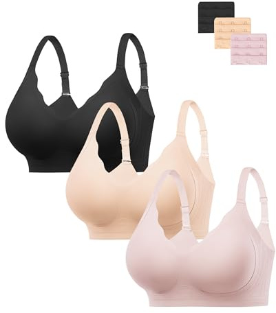 HBselect Wireless Jelly Bras for Women Comfort Seamless Push Up Tshirt Bra | 3PCS Full Coverage, No Underwire, Everyday Comfort, Support Gel, Convertible&Invisble, Push Up, Scalloped Lift Bralette