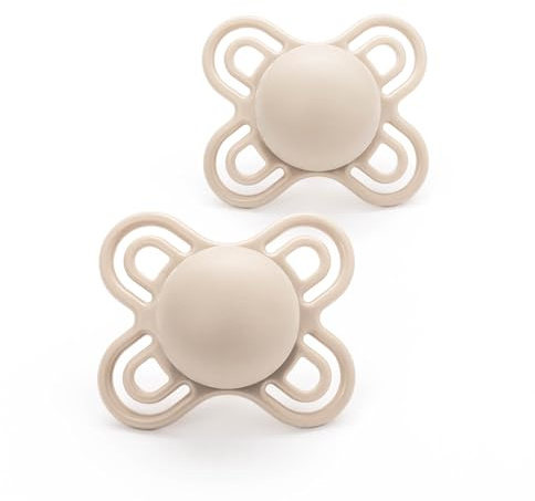 MAM Perfect Soothers | 0-2 Months | 2 Pack | Newborn Dummies | Comes in Dummy Steriliser Case | Sustainable Materials | Baby Accessories for Newborn | Cream/White (Various Designs)