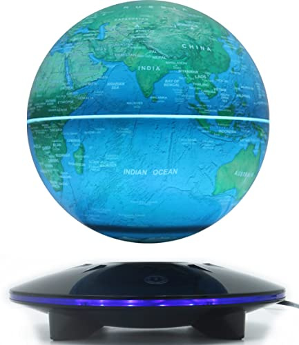 Globo magnetico a levitazione, 6 pollici Mappamondo galleggiante a levitazione LED, rotazione automatica sospesa a mezz'aria con controllo tattile per la decorazione della scrivania di casa e ufficio
