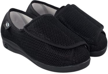 SEVILLAS Zapato para pies delicados, Diabéticos, posoperatorio Ancho Especial S Mod Patricia Rejilla (Negro, Numeric_39)