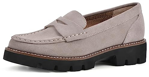 WHITE MOUNTAIN Women's Shoes Gunner Penny Loafer, Lttaupe/Suede, 6.5 W