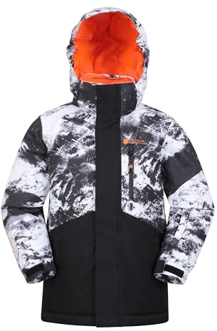 Mountain Warehouse Himalayan Kids Waterproof Ski Jacket - Breathable Childrens Coat withTaped Seams & Detachable Hood - Snowboarding Dark Grey Kids Size 7-8 Years