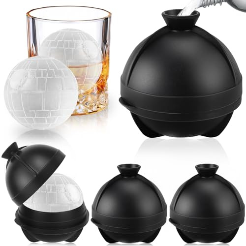 IAGORYUE Ghiaccio Stampo, 4 Star Wars Stampo Ghiaccio Silicone Senza BPA, Formine Ghiaccio Grande con Coperchio a Imbuto, Riutilizzabile Forme Ghiaccio Rotondo Facile Rilascio, per Cocktail, Whisky