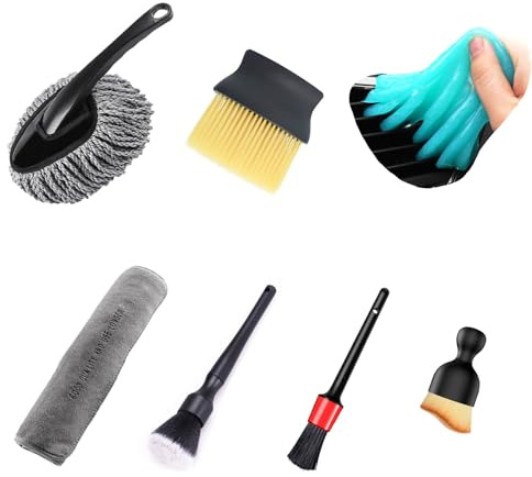 ANDA SPARK 7PCS,Auto Interior Dust Brush,Car Cleaning Brushes Duster,Car Detailing Brush,Car Interior Duster Detail Brush Cleaning Gel Kit,Essential Interior Car Cleaning Kit for Auto,Truck,SUV