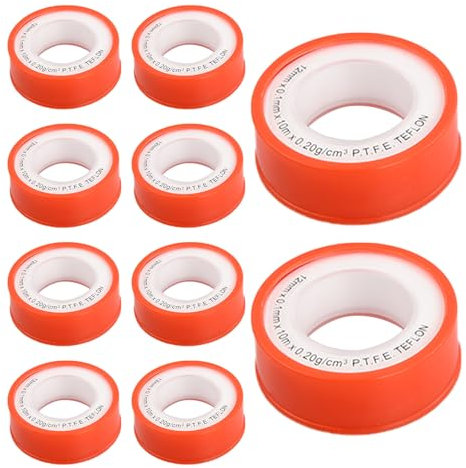 Duronge 10 Rolls Teflon Tape, PTFE Tape, 12mm x 10m Teflon Sealing Tape, Waterproof Flexible Sealing Tape for Taps, Showers, Hoses, Water Pipes, Leakage Repair