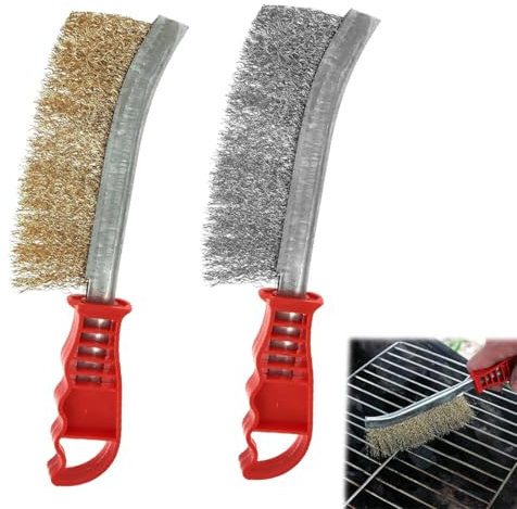 HABNI 2 Pezzi spazzola acciaio, spazzola di ferro, spazzola metallica, Per togliere la ruggine e pulire, 23.5cm