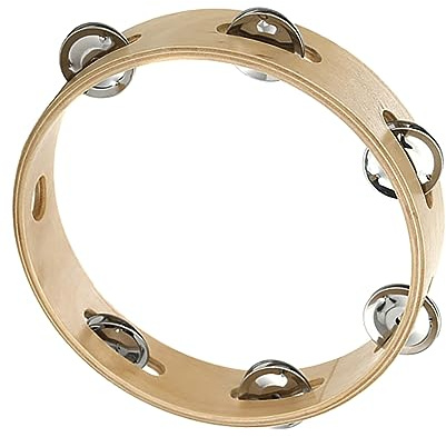 BAZEITFLOW Tambourin à Main 20 Cm Bois Et Métal pour Garçon Et Filles Instrument De Percussion Musical Ludique Jeu Éducatif Apprentissage Sonore