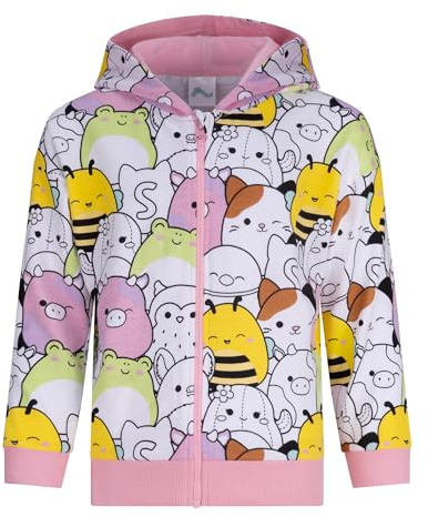 Squishmallows Felpa con Cappuccio e Zip per Bambini, 9-10 Anni: 140cm, Rosa