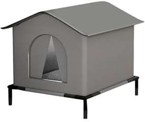 Tienda De CampañA CáLida para Mascotas En Invierno,Cama Gatoss Invierno，Casa para Gatos Exterior,Caseta Elevada Impermeable Y Aislada para Gatos para Exteriores (A)