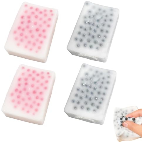 4 Stück Pickel-Drück-Spielzeug, 2 Schwarz + 2 Rosa, Sensorisches Fidget-Tool für Erwachsene, Stressabbau für Büro, Reise & Zuhause