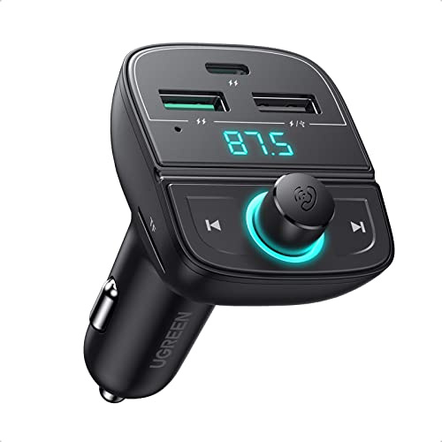 UGREEN Transmetteur FM Bluetooth 5.0 Kit Émetteur FM Voiture Chargeur PD 20W et Quick Charge 3.0, Lecteur MP3 Adaptateur Radio sans Fil, Appel Main Libre, Support Carte Micro SD et Clé USB