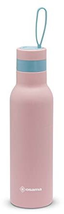 Osama - Borraccia Termica 500 ml Antibatterica, Acciaio Inox e Argento, Bottiglia Termica Valida come Borraccia Palestra e Lavoro, 24h Cold e 12h Hot, Ermetica e Antiscivolo, ‎8x8x24hcm, Rosa/Petrolio