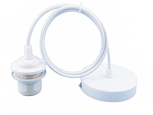 Eterspr E27 Porte Lampe Suspension, Pendentif Lampes Suspendues Accessoires, Suspendue Accessoires Avec 150cm Câble, pour Bar, Café, Magasin de Vêtements, Maison, Hôtel (Blanc), Blanche, 1.5M