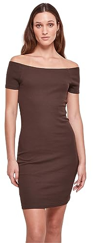 Urban Classics Vestido de Mujer con Hombros Descubiertos, Disponible en Muchos Colores Diferentes, Tallas XS a 5XL, marrón, S